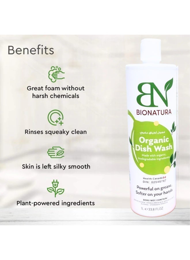 BioNatura Organic Dish Soap 1 Liter – Lemon Scent | Made from Olive & Coconut Oils | Natural, Plant-Based Dishwashing Liquid for Everyday Cleaning - Image 4